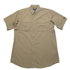SOG Tactical Shirt Mens Medium Khaki Ripstop Short Sleeve Button Up M560207